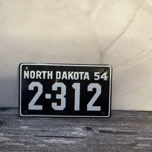 Vintage 1954 Wheaties Cereal North Dakota Metal Bicycle License Plate